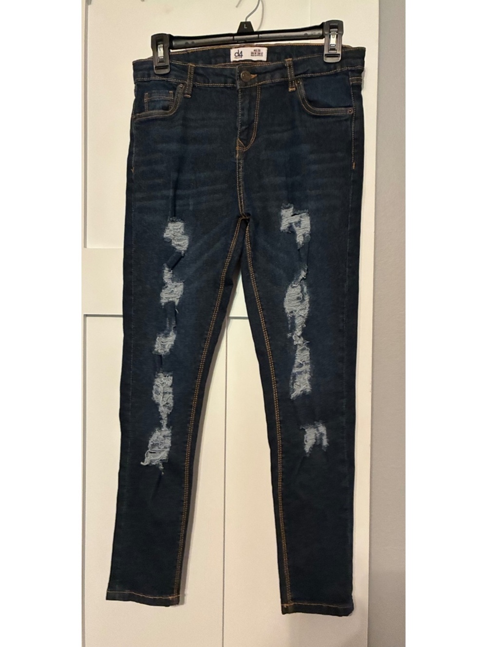 d4 Denim Distressed Skinny Jeans - Dark Wash - Size MEX 30 / USA 30